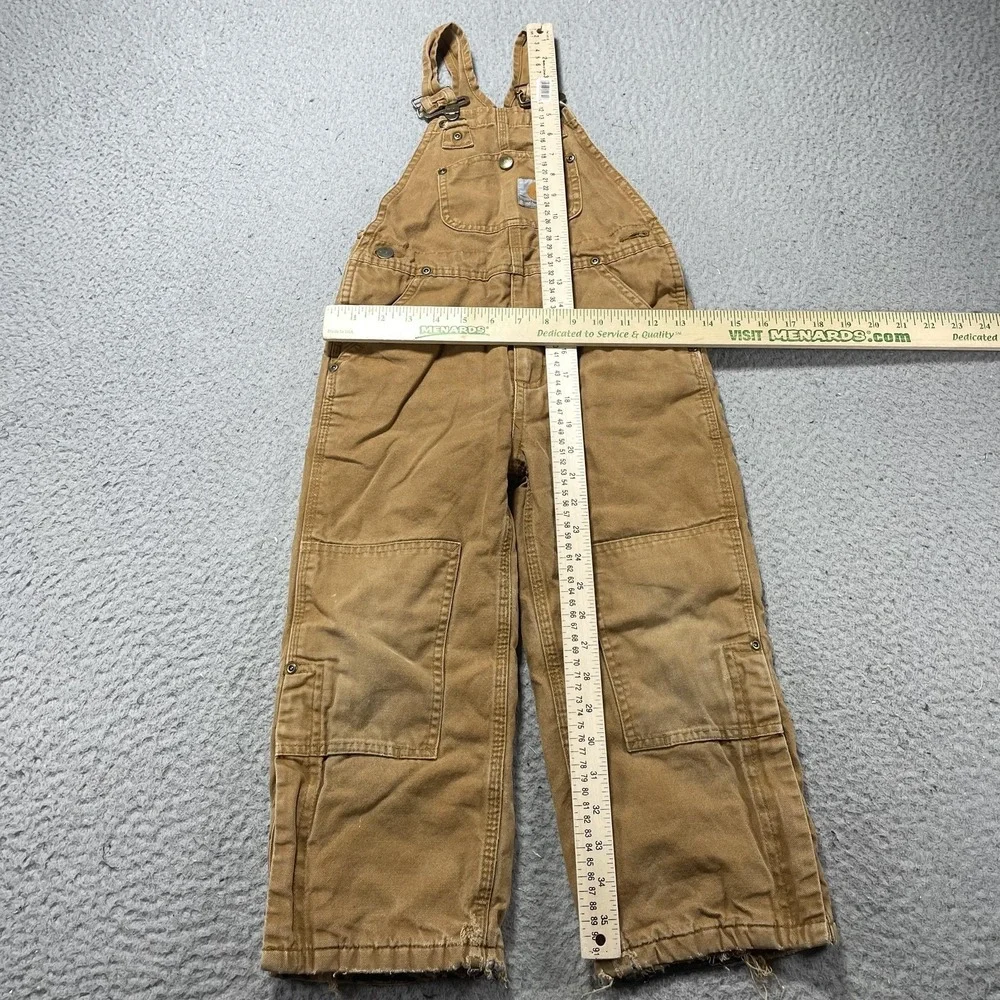 Carhartt Snow Bib Overalls Kids Size 5 Brown Canvas Insulated Workwear Ski